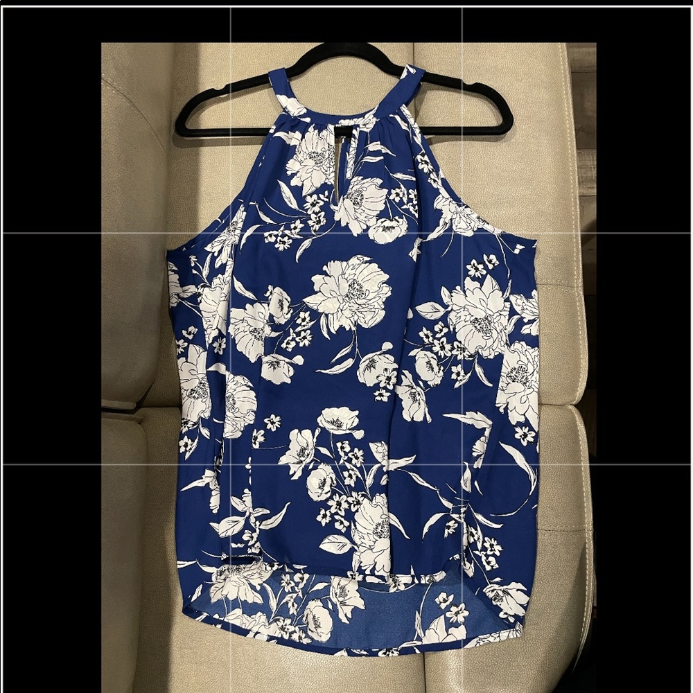 Blue & white dressy tank/blouse